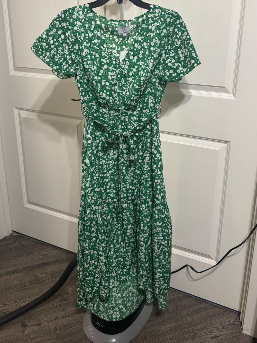 Green Floral belted Maxi Dress - Women's Summer Dress